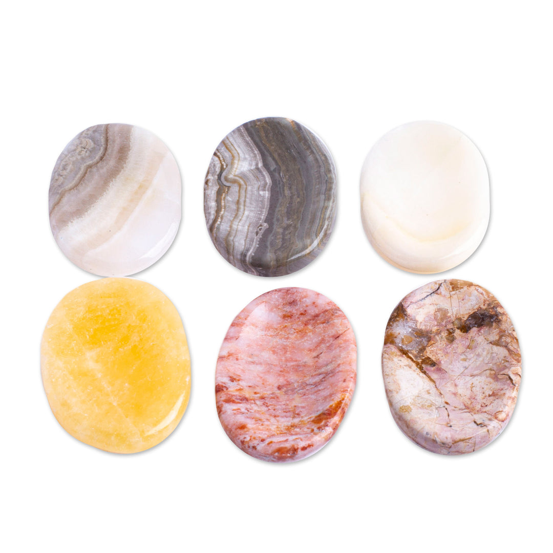 Set of 2 Oval Reclaimed Marble Stress-Relieving Stones - Celestial Illusion
