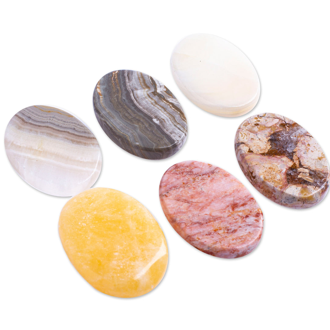 Set of 2 Oval Reclaimed Marble Stress-Relieving Stones - Celestial Illusion