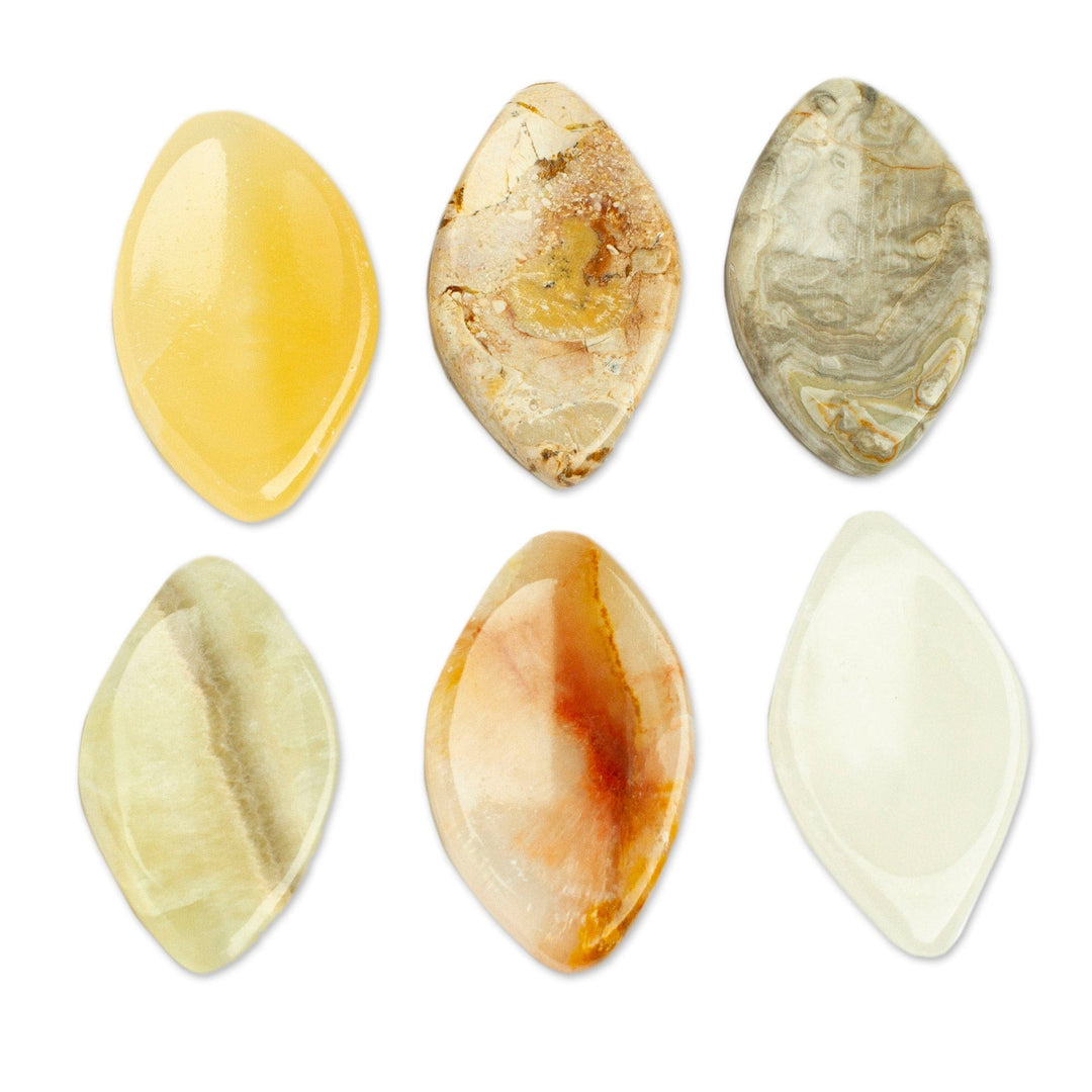 Set of 2 Handcrafted Leafy Marble Stress-Relieving Stones - Heaven Leaves