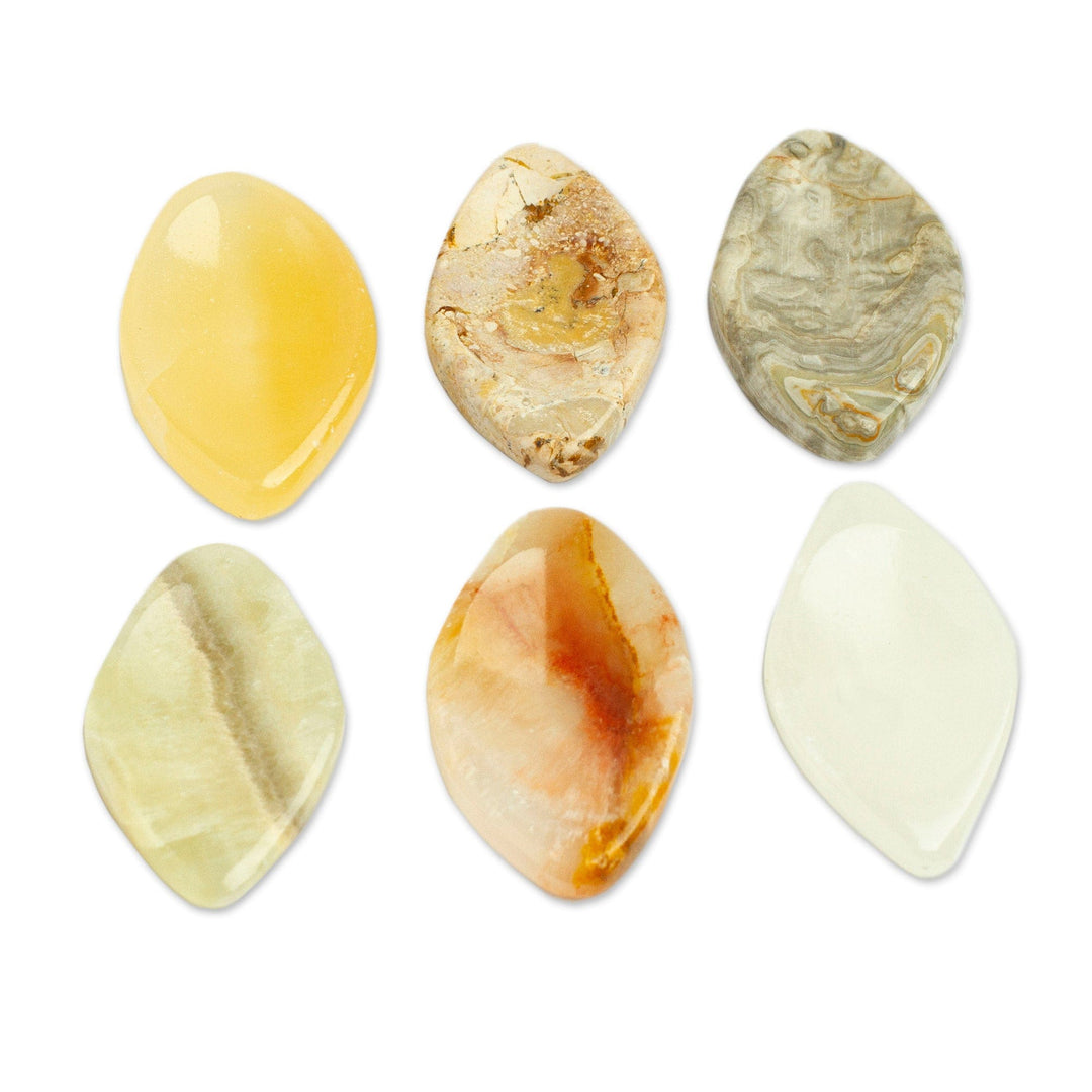 Set of 2 Handcrafted Leafy Marble Stress-Relieving Stones - Heaven Leaves