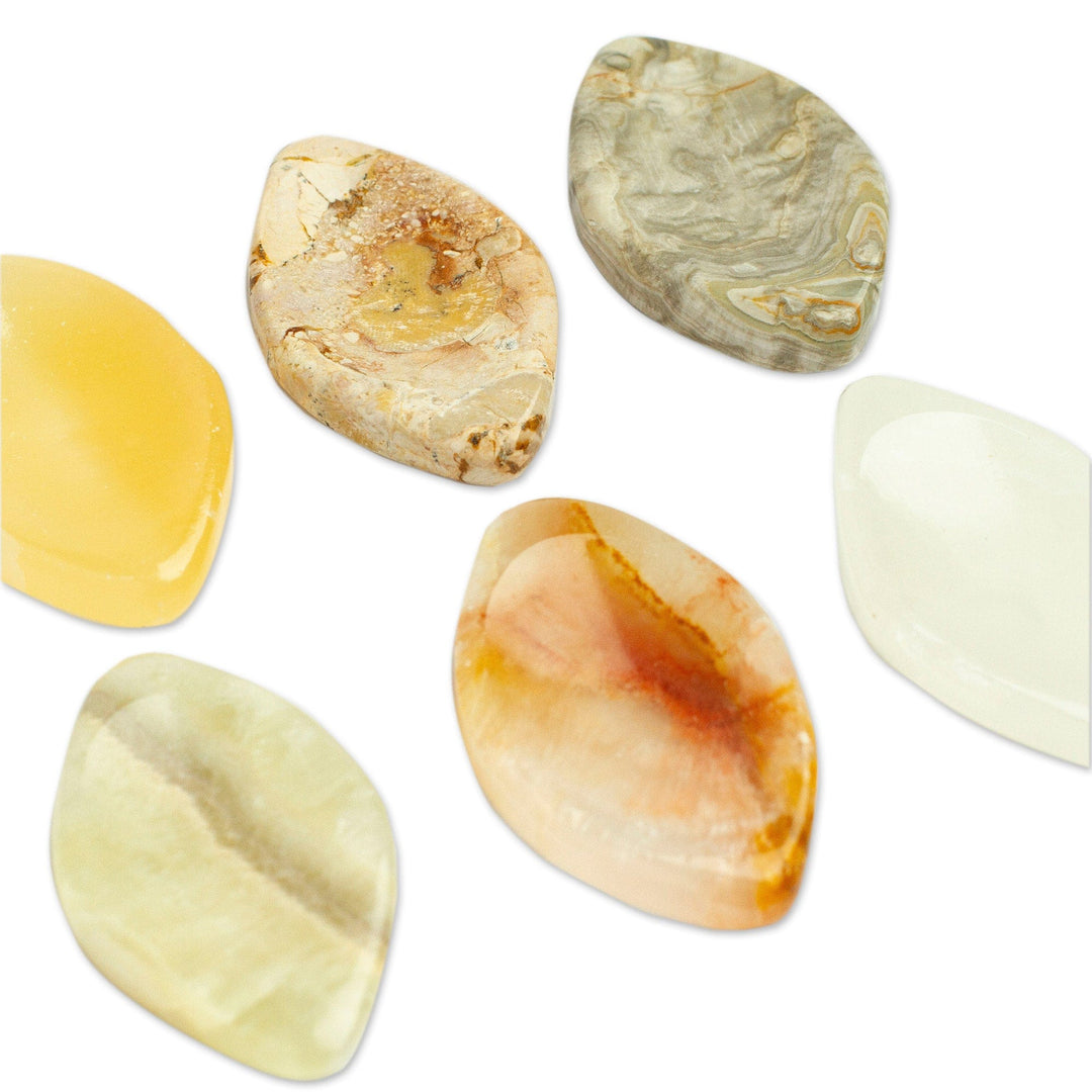 Set of 2 Handcrafted Leafy Marble Stress-Relieving Stones - Heaven Leaves