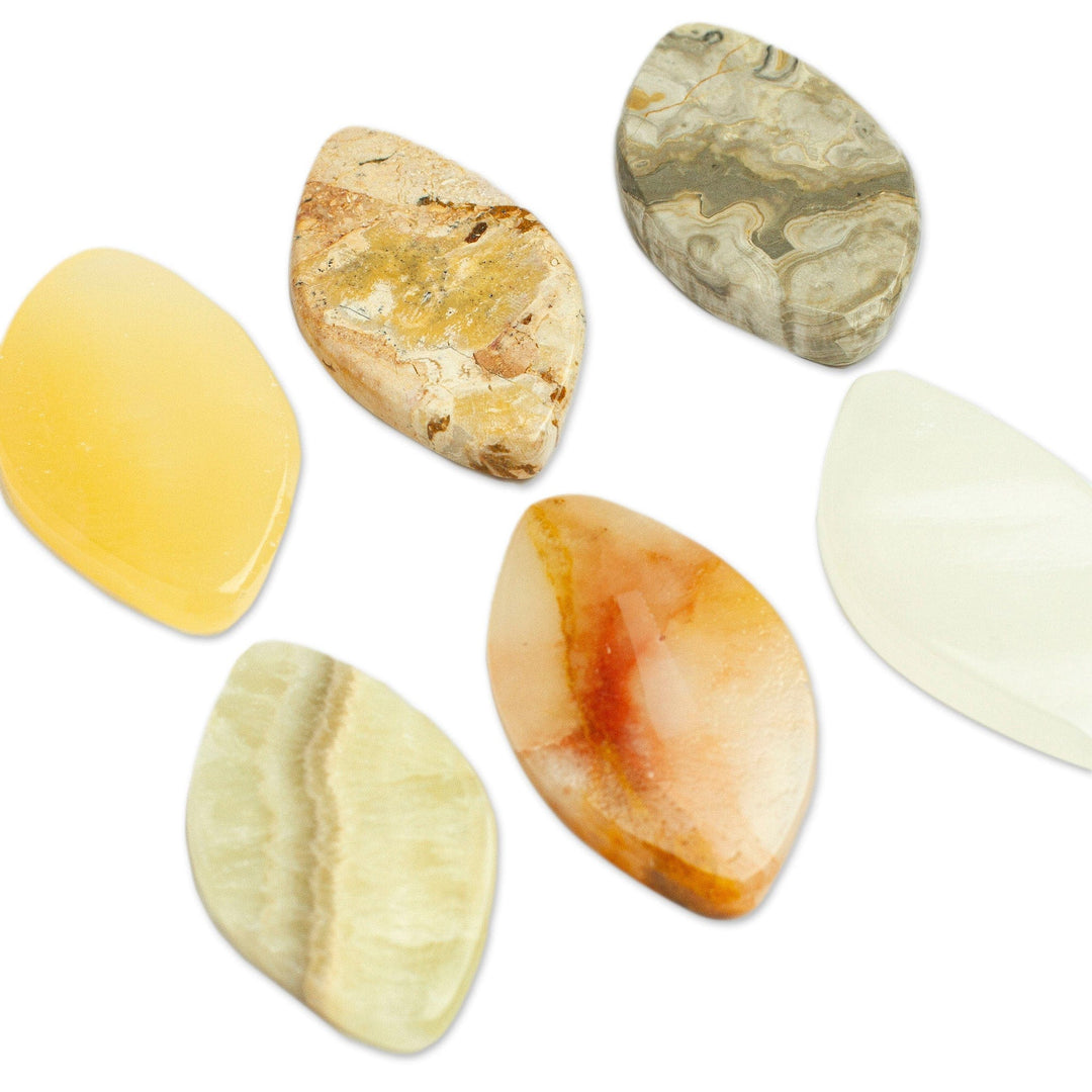 Set of 2 Handcrafted Leafy Marble Stress-Relieving Stones - Heaven Leaves