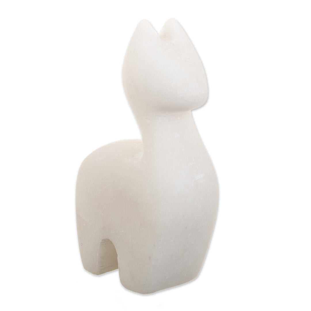 Llama Figurine Handcrafted from Alabaster in Peru - Tender Little Llama