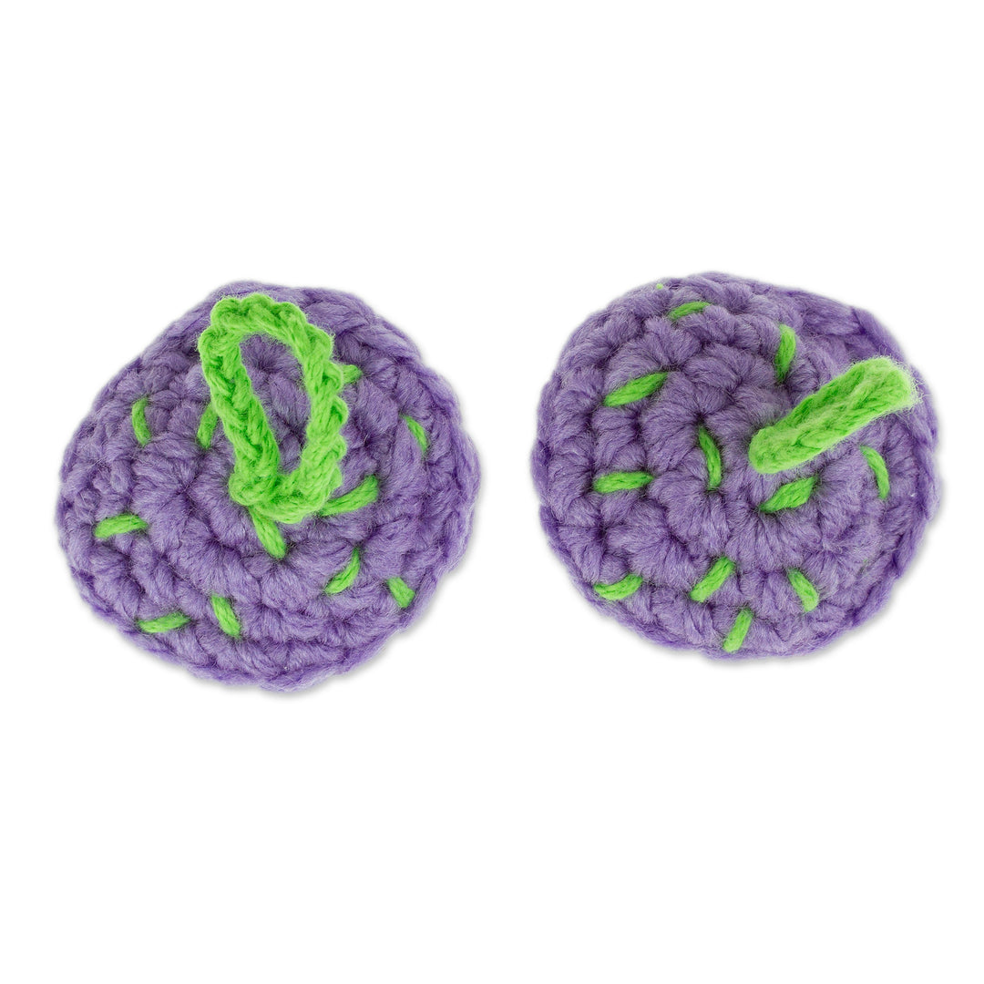 Pair of Crocheted Cupcake Charms in Violet and White - Violet Dessert