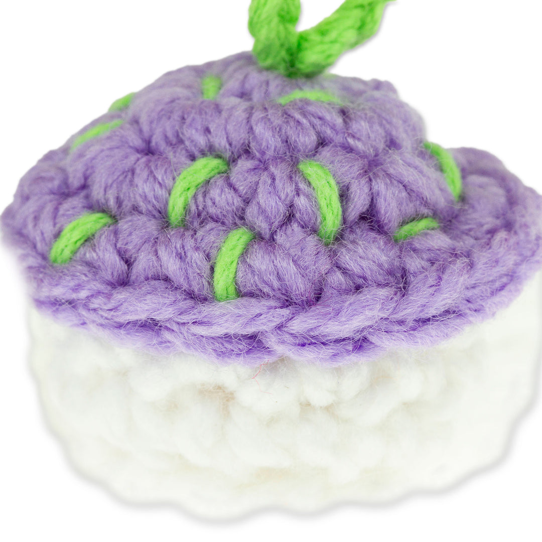 Pair of Crocheted Cupcake Charms in Violet and White - Violet Dessert