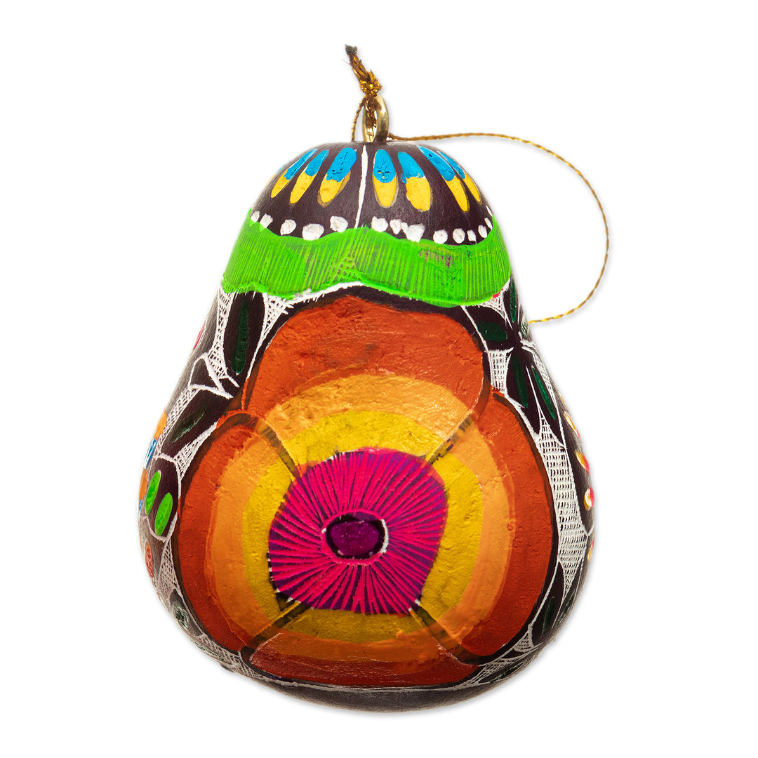 Dried Gourd Ornaments with Bird and Floral Motifs (Pair) - Andean Wings