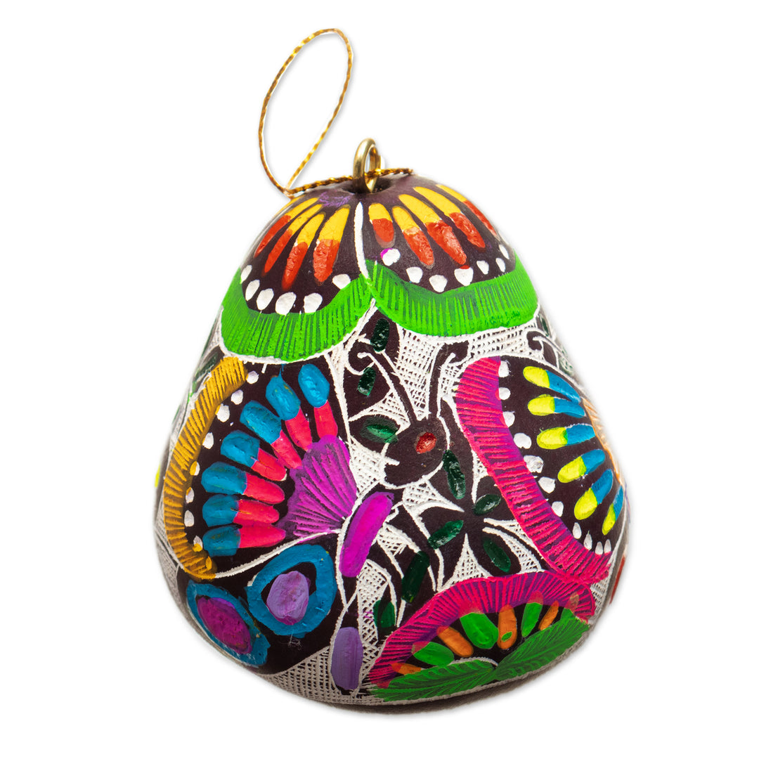Dried Gourd Ornaments with Colorful Butterfly Motifs (Pair) - Vibrant Hope