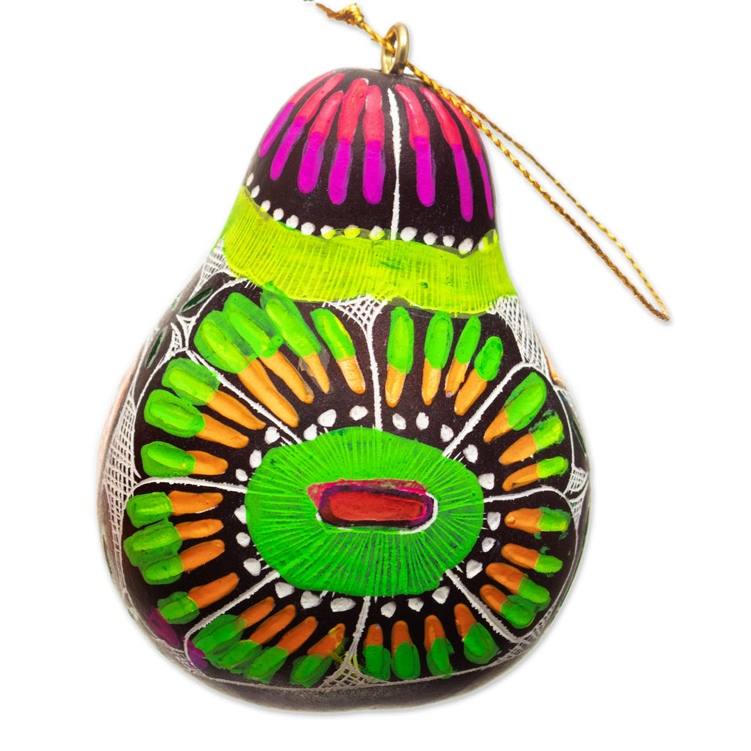 Colorful Gourd Ornaments with Bright Flowers Motifs - Colorful Beauties