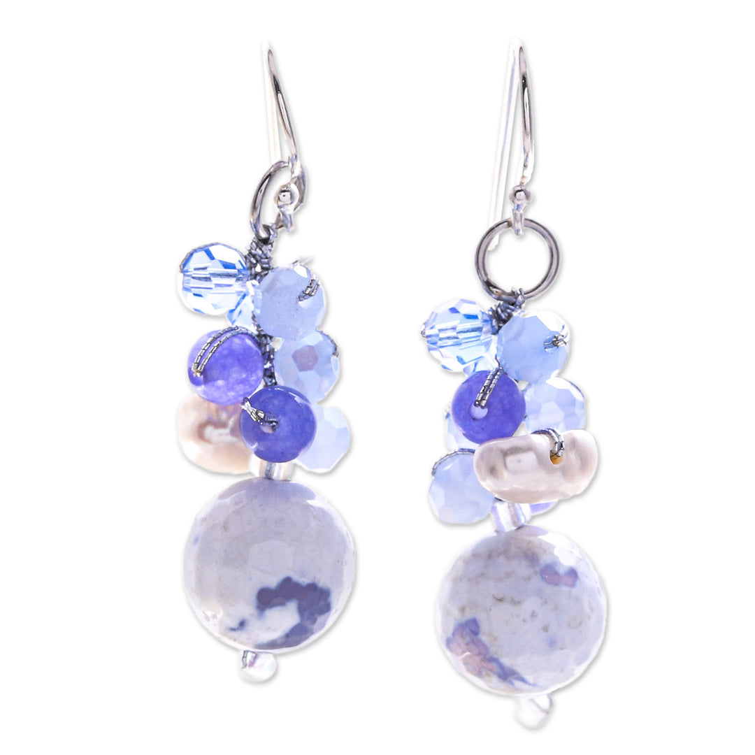 Blue Multi-Gemstone Dangle Earrings Handcrafted in Thailand - Blue Energy
