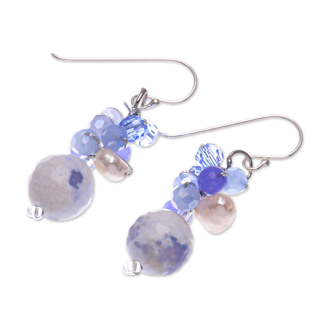 Blue Multi-Gemstone Dangle Earrings Handcrafted in Thailand - Blue Energy