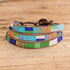 Handcrafted Glass Beaded Wrap Bracelet in Intense Colors - Intense Mosaic