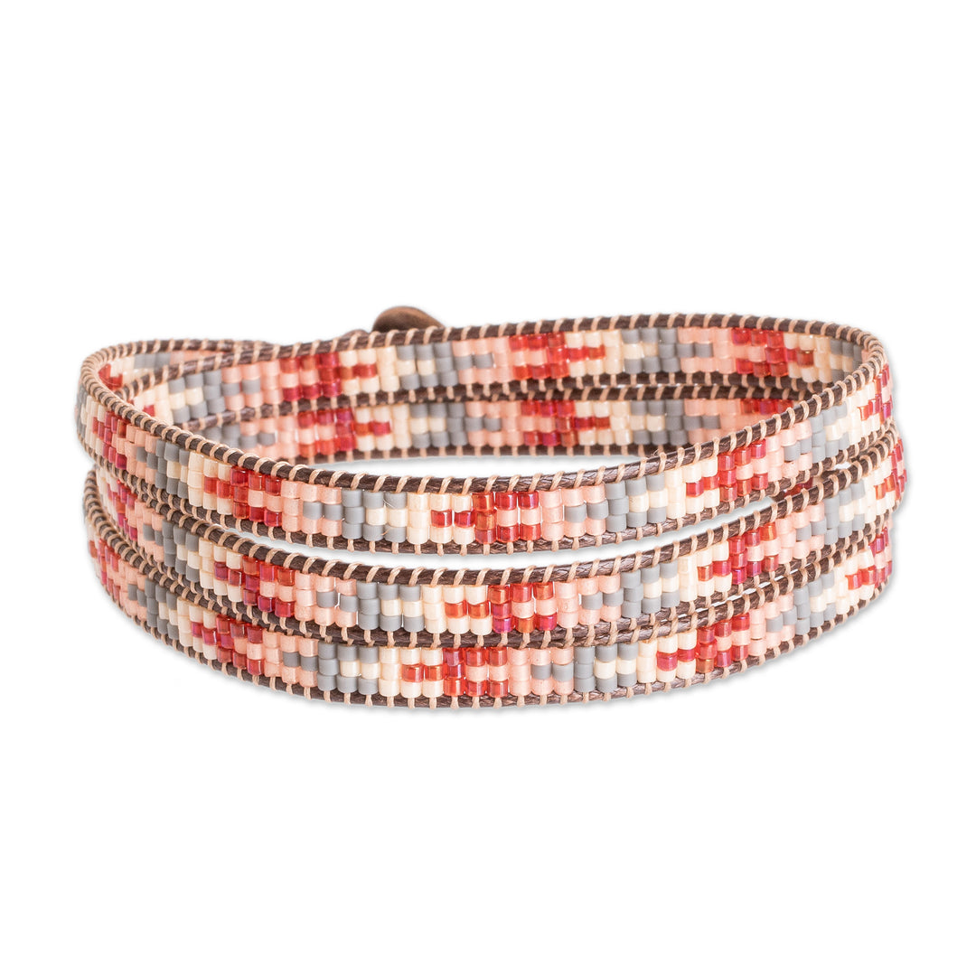 Arrow Glass Beaded Wrap Bracelet Handcrafted in Guatemala - Geometric Orientation