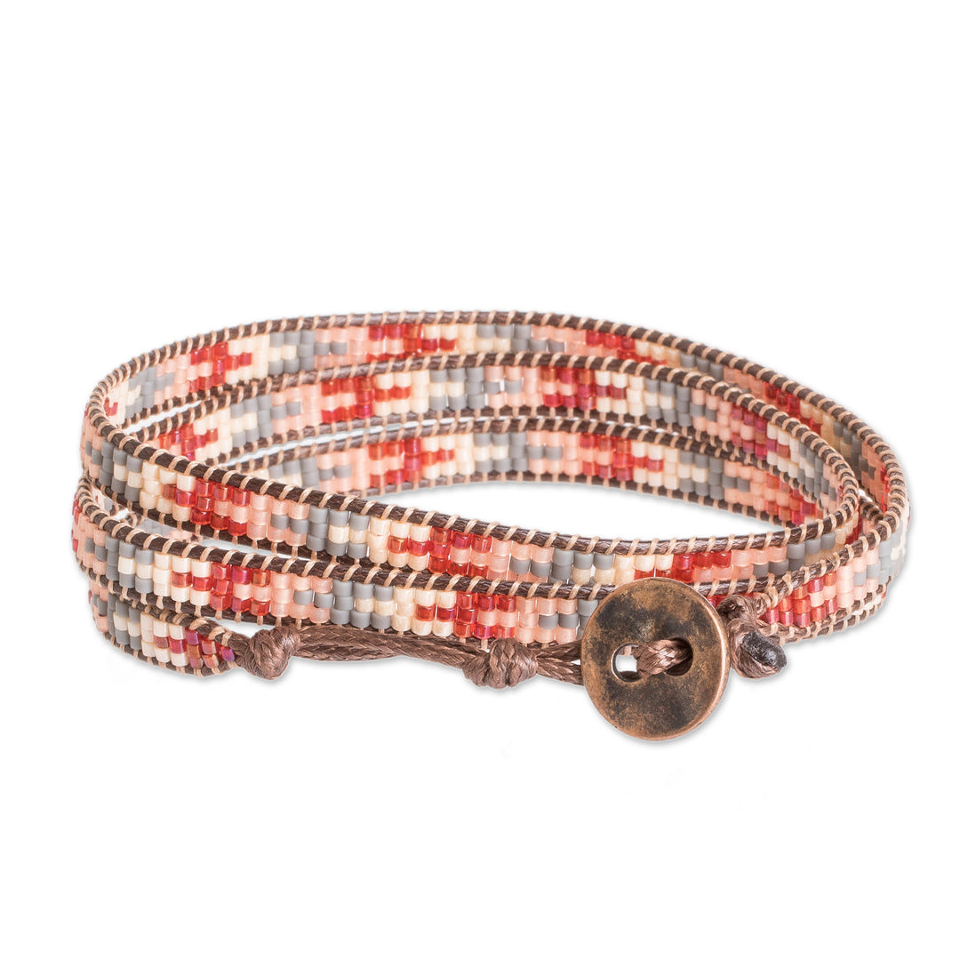 Arrow Glass Beaded Wrap Bracelet Handcrafted in Guatemala - Geometric Orientation