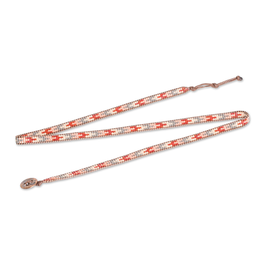 Arrow Glass Beaded Wrap Bracelet Handcrafted in Guatemala - Geometric Orientation