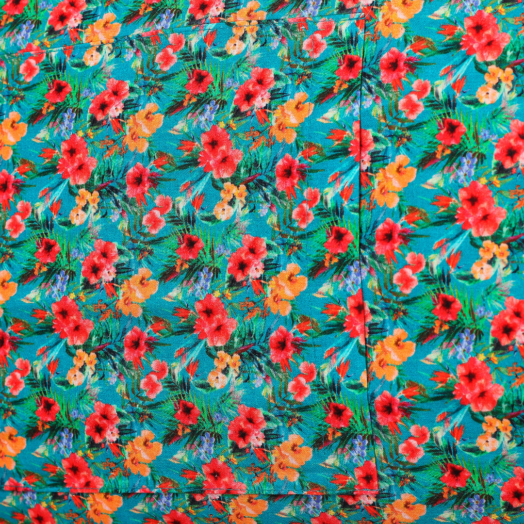 Set of 3 Floral Turquoise Cotton Apron and Kitchen Utensils - Floral Flavors