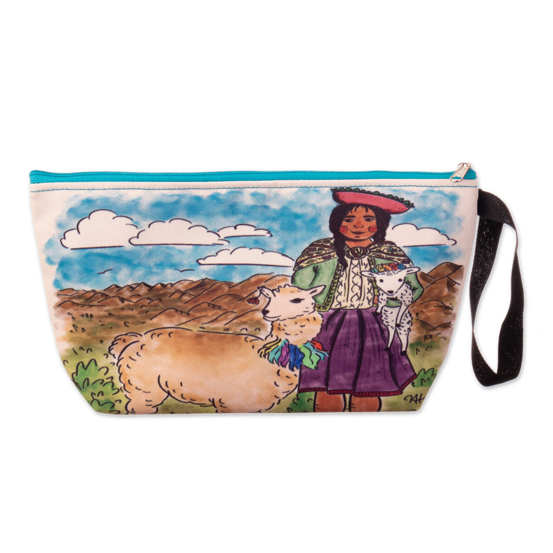 Printed Andean Landscape Toiletry Bag with Zipper Closure - Breathtaking Home