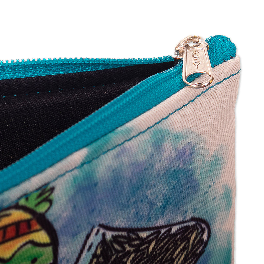 Toiletry Bag with Frugal Ekeko Print and Zippered Closure - Frugal Celebration