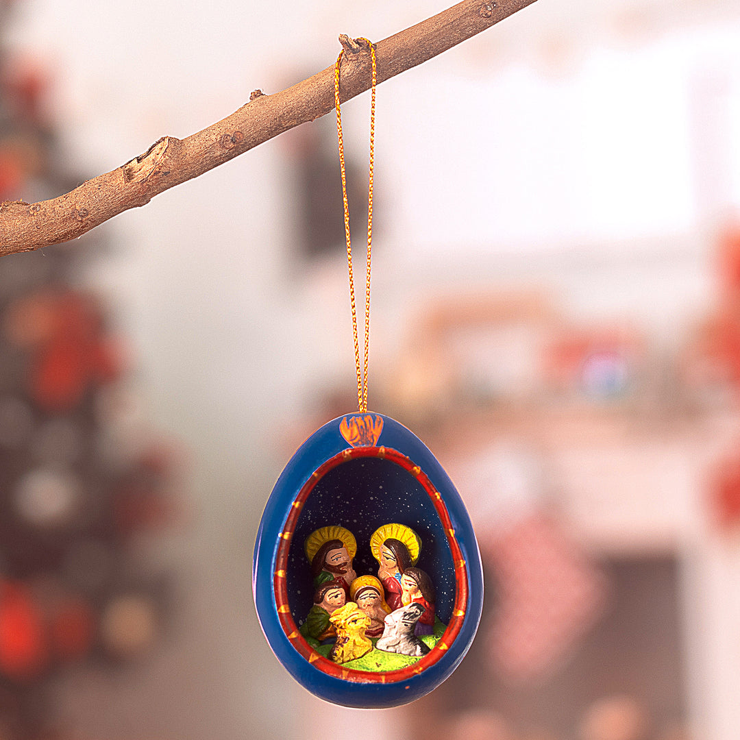 Blue Nativity Egg