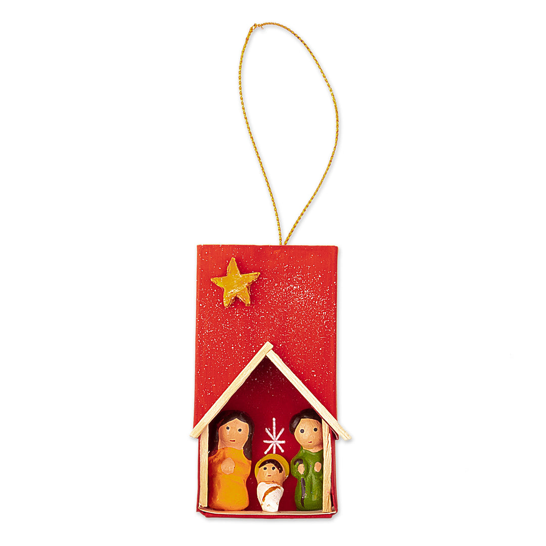 Eco-friendly Red Nativity Christmas Ornament - Bright Nativity Morning