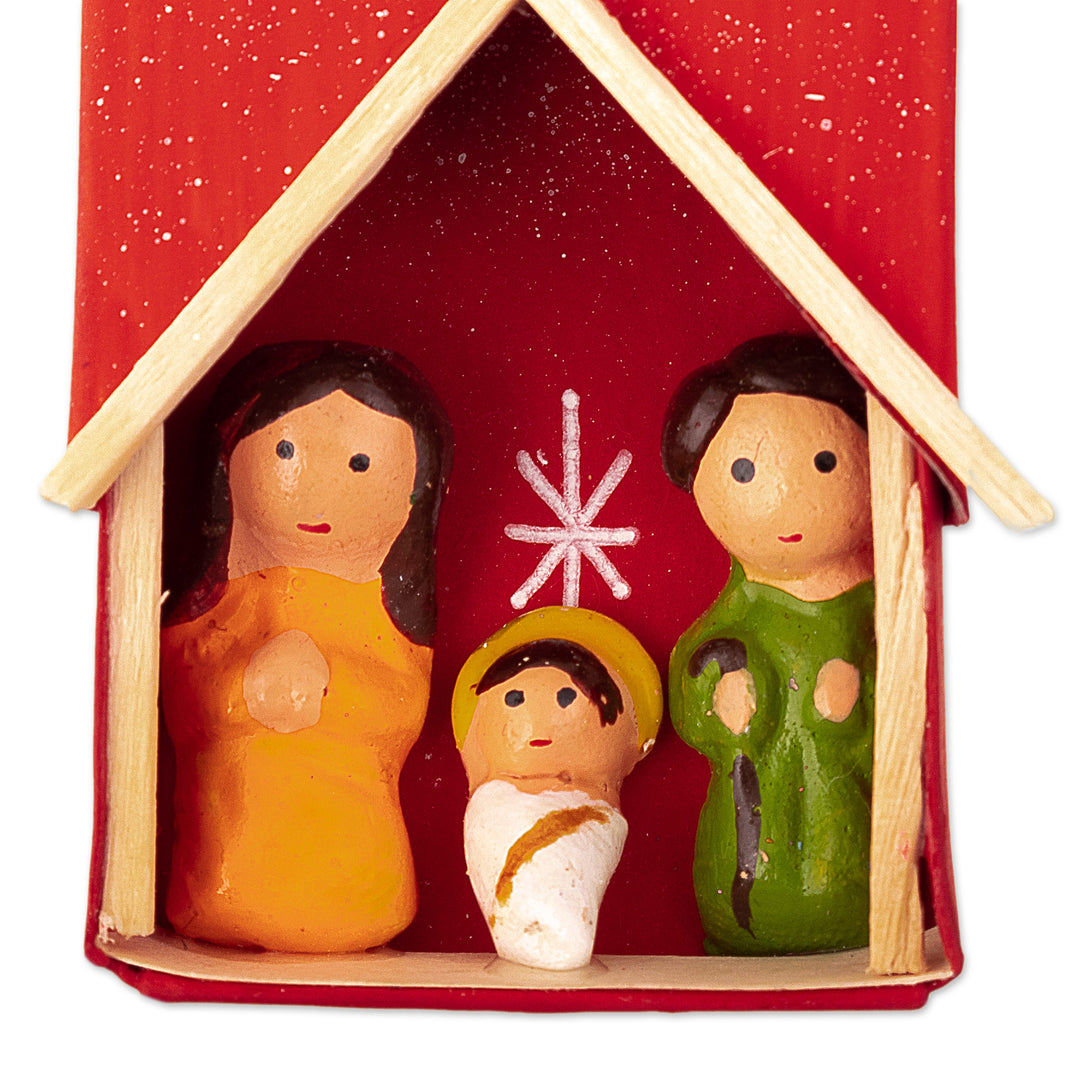 Eco-friendly Red Nativity Christmas Ornament - Bright Nativity Morning