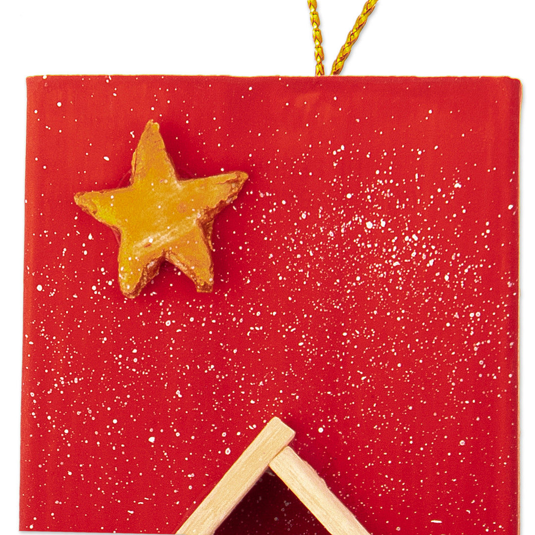Eco-friendly Red Nativity Christmas Ornament - Bright Nativity Morning