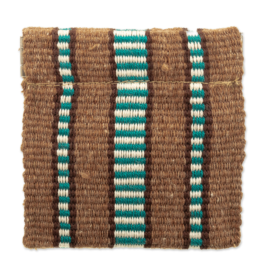 Striped Handwoven Cotton Coin Pouch with Snap Top Closure - Raining on The Desert