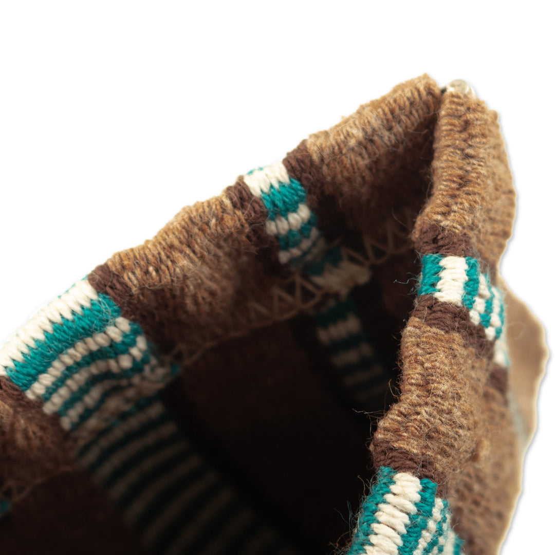 Striped Handwoven Cotton Coin Pouch with Snap Top Closure - Raining on The Desert