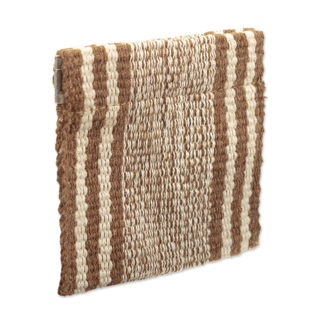 Hand-Woven Striped Cotton Coin Pouch with Snap Top Closure - Northern Flight