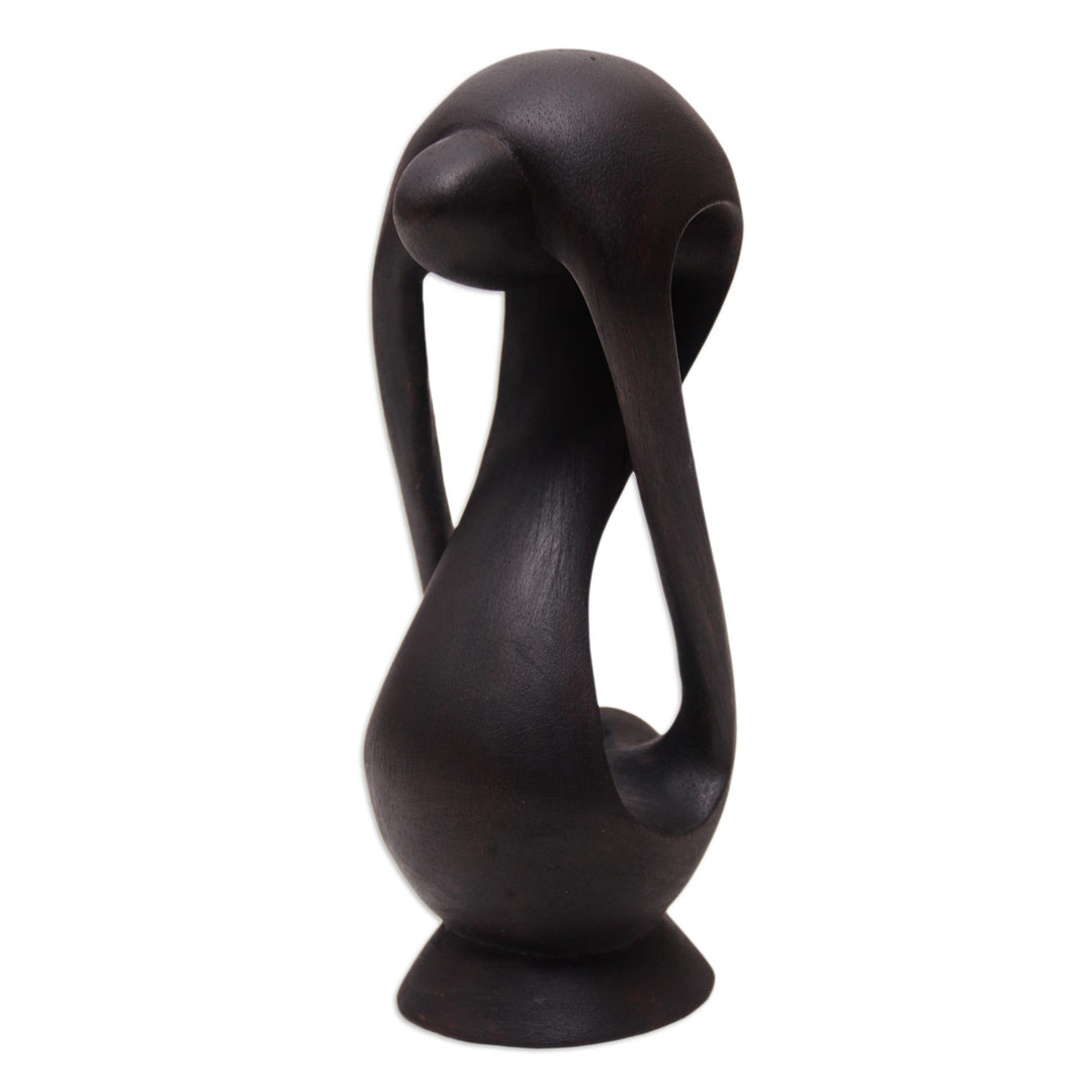 Hand-Carved Romantic Suar Wood Sculpture from Bali - My Eternal Lover