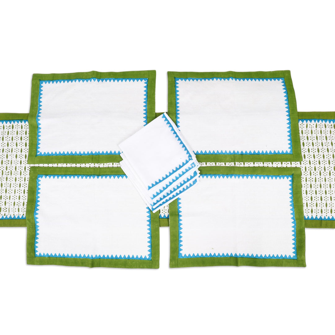 Handcrafted Block Print Cotton Table Linens (Set for 4) - Pyramid Saga