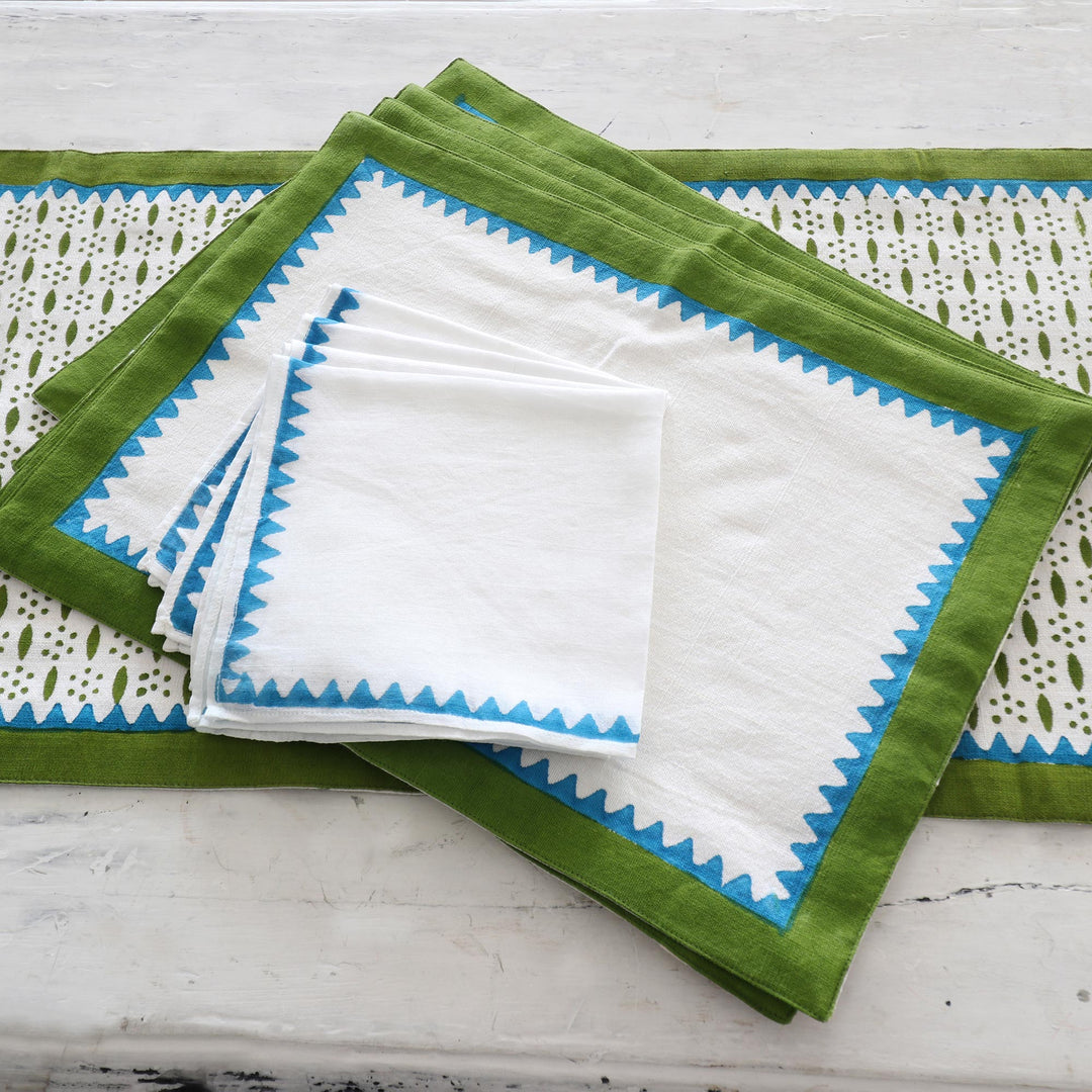 Handcrafted Block Print Cotton Table Linens (Set for 4) - Pyramid Saga