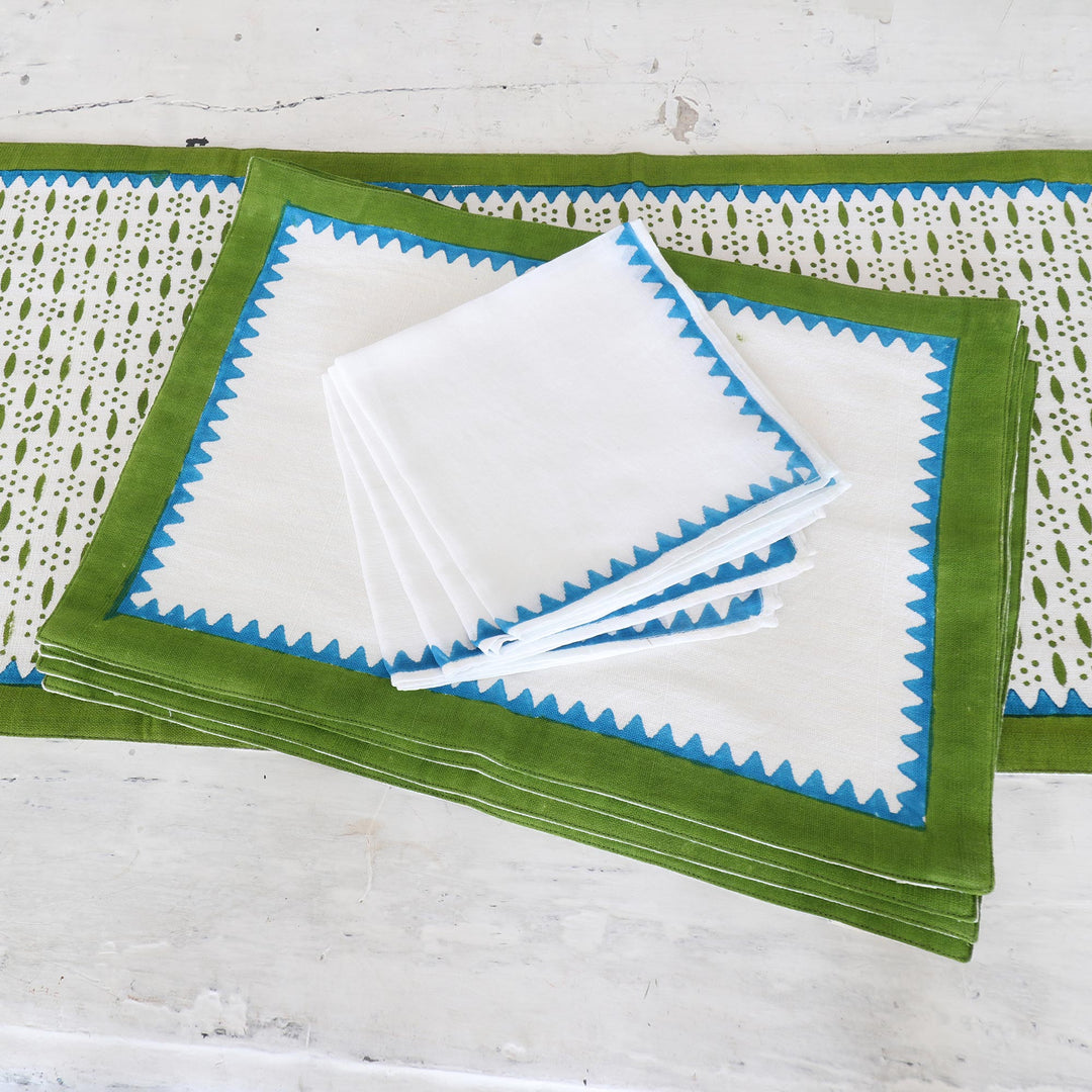 Handcrafted Block Print Cotton Table Linens (Set for 4) - Pyramid Saga