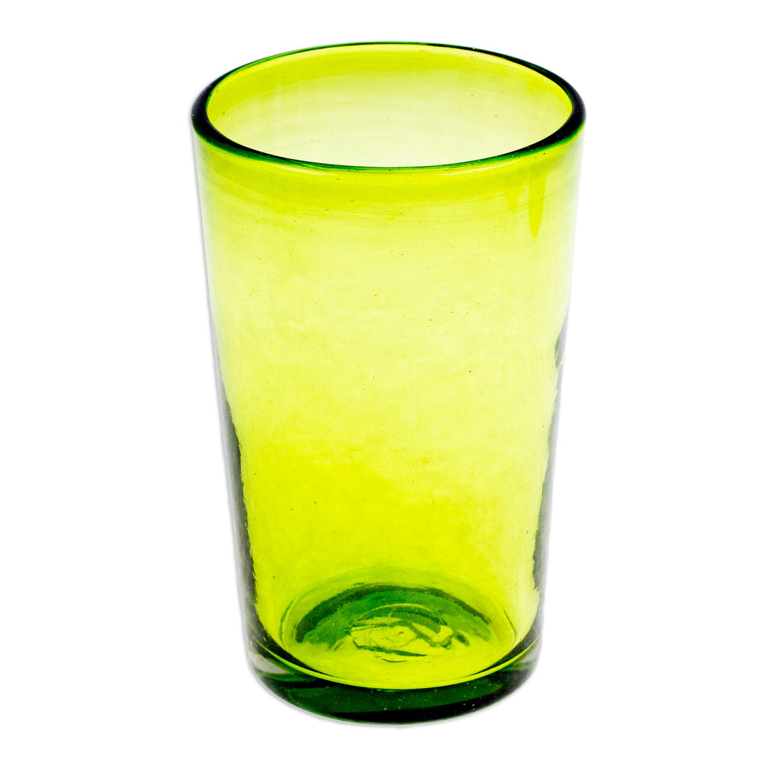 Set of 6 Handblown Recycled Glass Tumblers in Green - Refreshing Forest