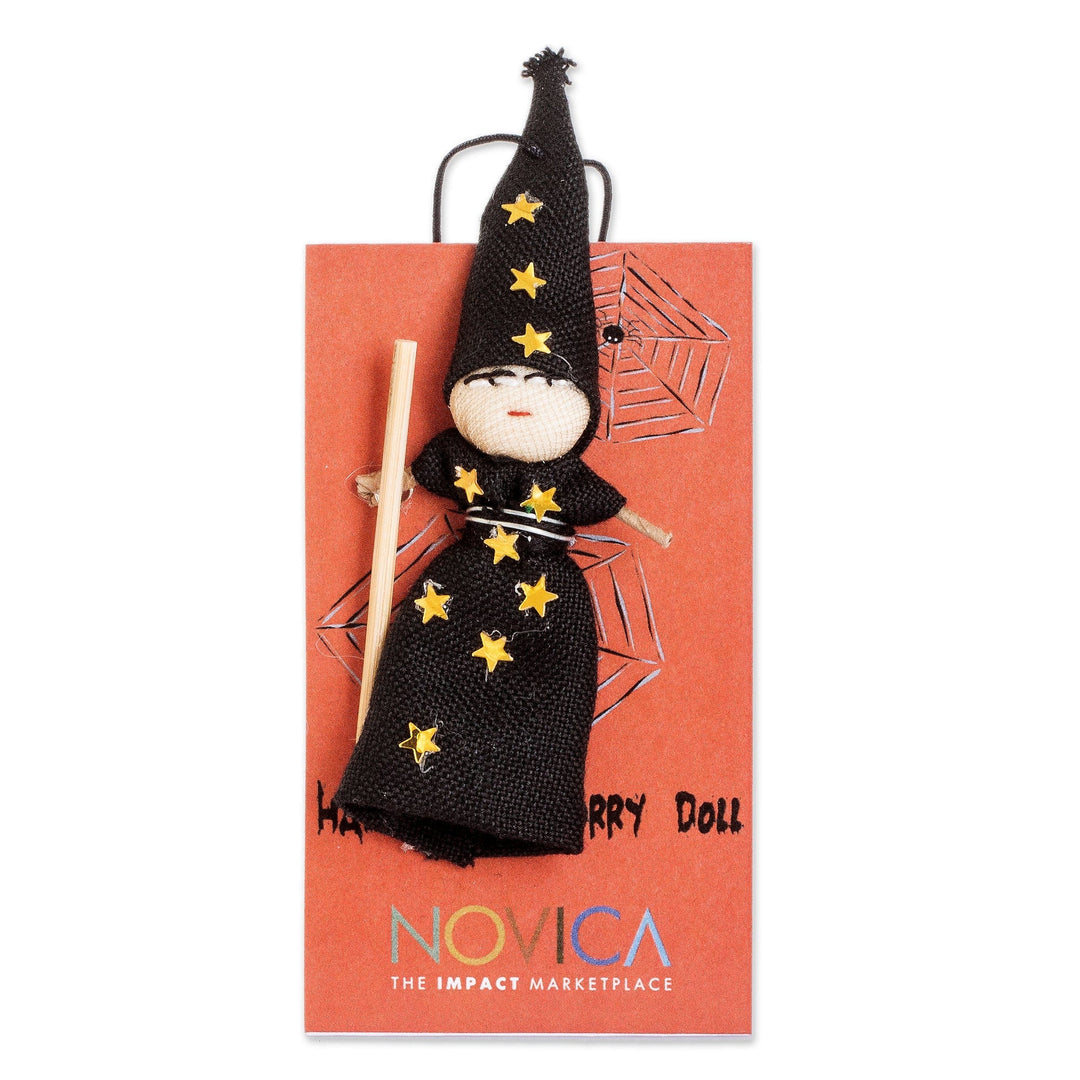 Handcrafted Cotton Wizard Worry Doll from Guatemala - Lucky Wizard