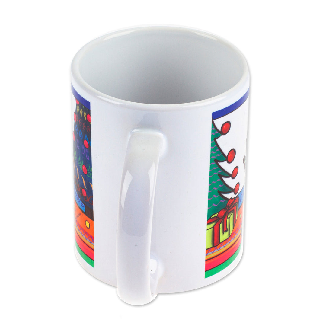 Christmas-Themed Ceramic Mug with Printed Cat Design - Christmas Kittens