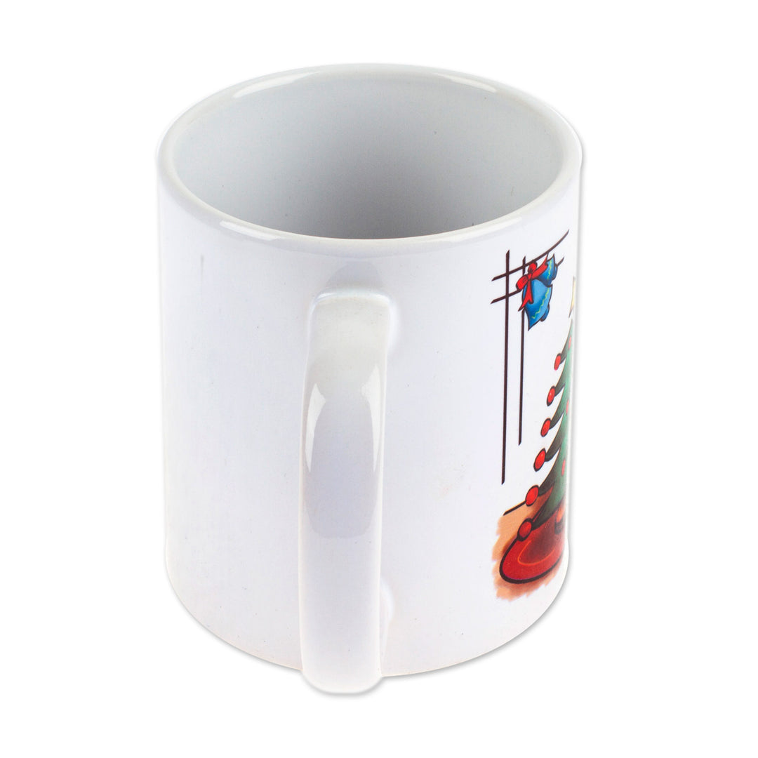 Cat-Themed Ceramic Mug with Printed Christmas Design - Feline Christmas