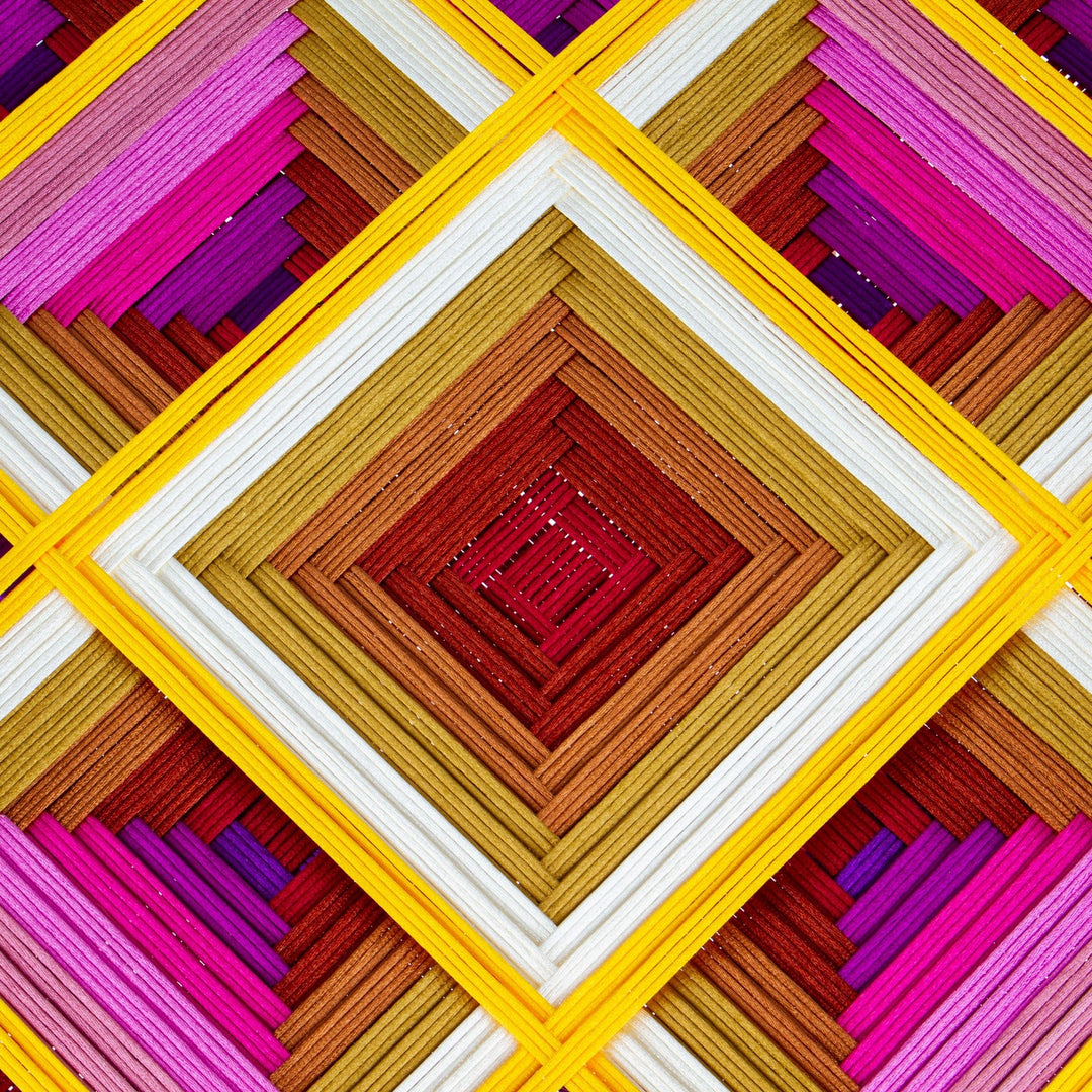 Pine Wood Handwoven Pink Wall Art with Geometric Motifs - Pink Divinity