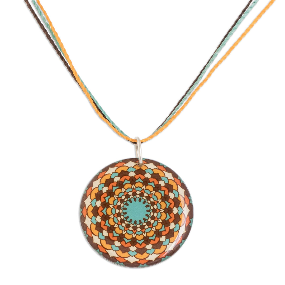Resin Mandala Pendant Necklace in a Warm Palette - Sweet Creation