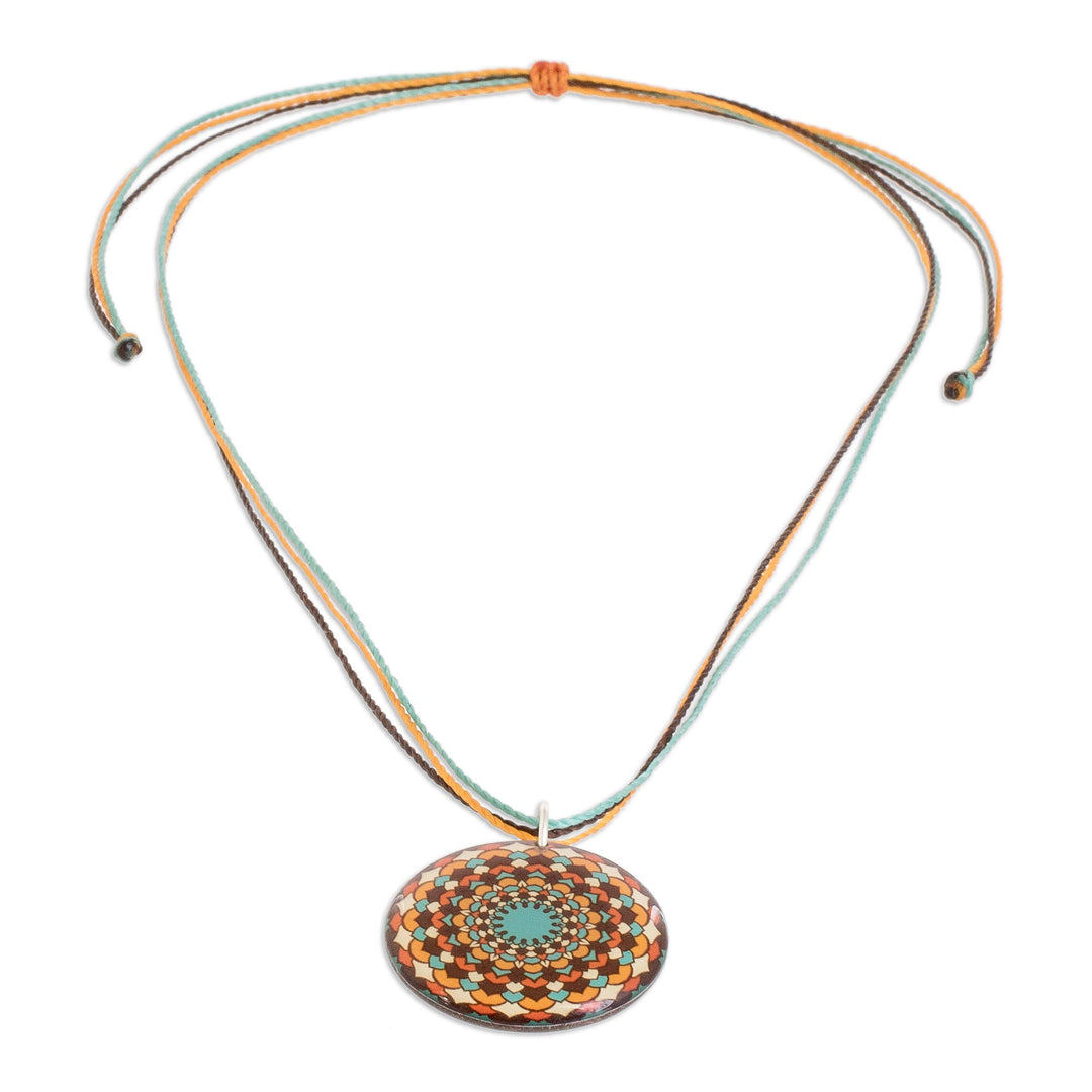 Resin Mandala Pendant Necklace in a Warm Palette - Sweet Creation