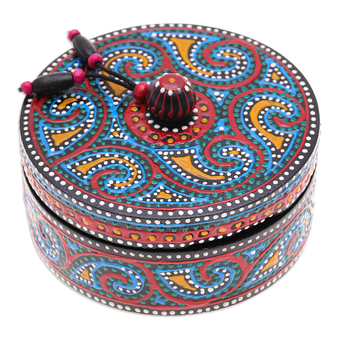 Hand-Painted Mango Wood Decorative Box in Blue - Blue Specks