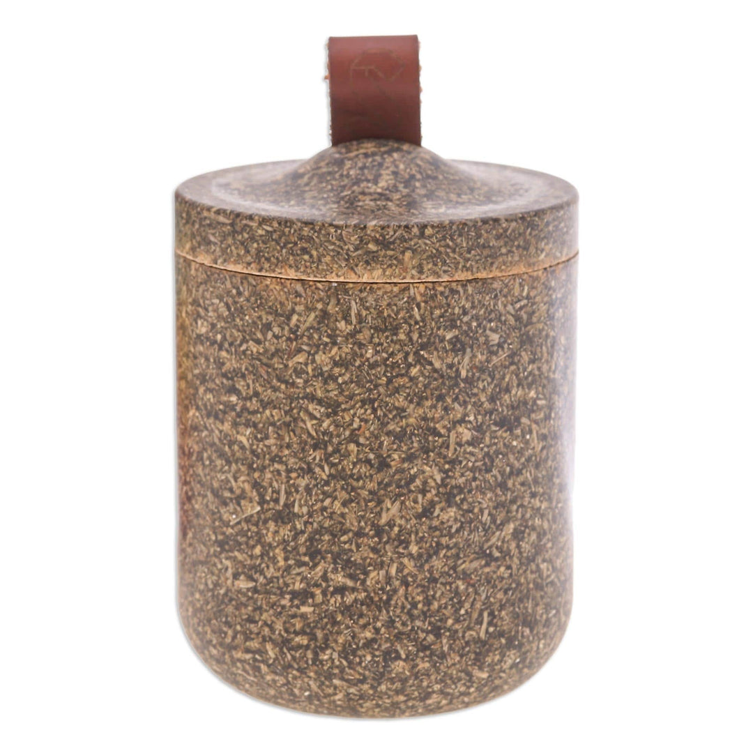 Green Jar Made from A Bio-Composite with Recycled Rice Husks - Tagine in Emerald