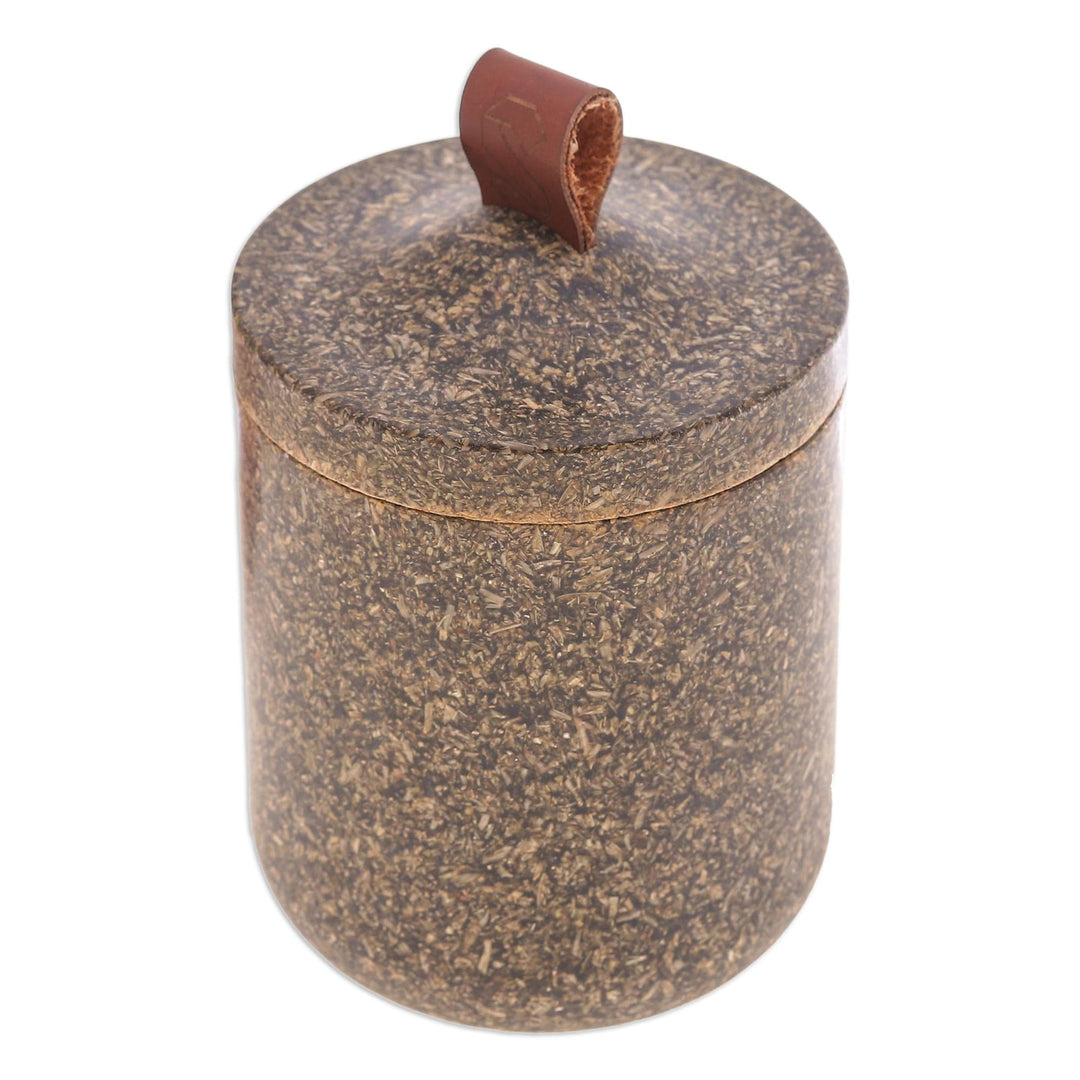 Green Jar Made from A Bio-Composite with Recycled Rice Husks - Tagine in Emerald