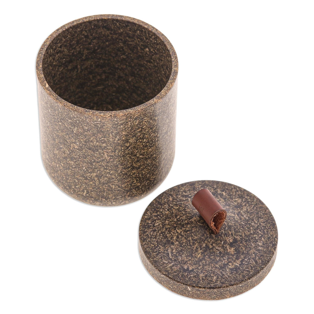 Green Jar Made from A Bio-Composite with Recycled Rice Husks - Tagine in Emerald