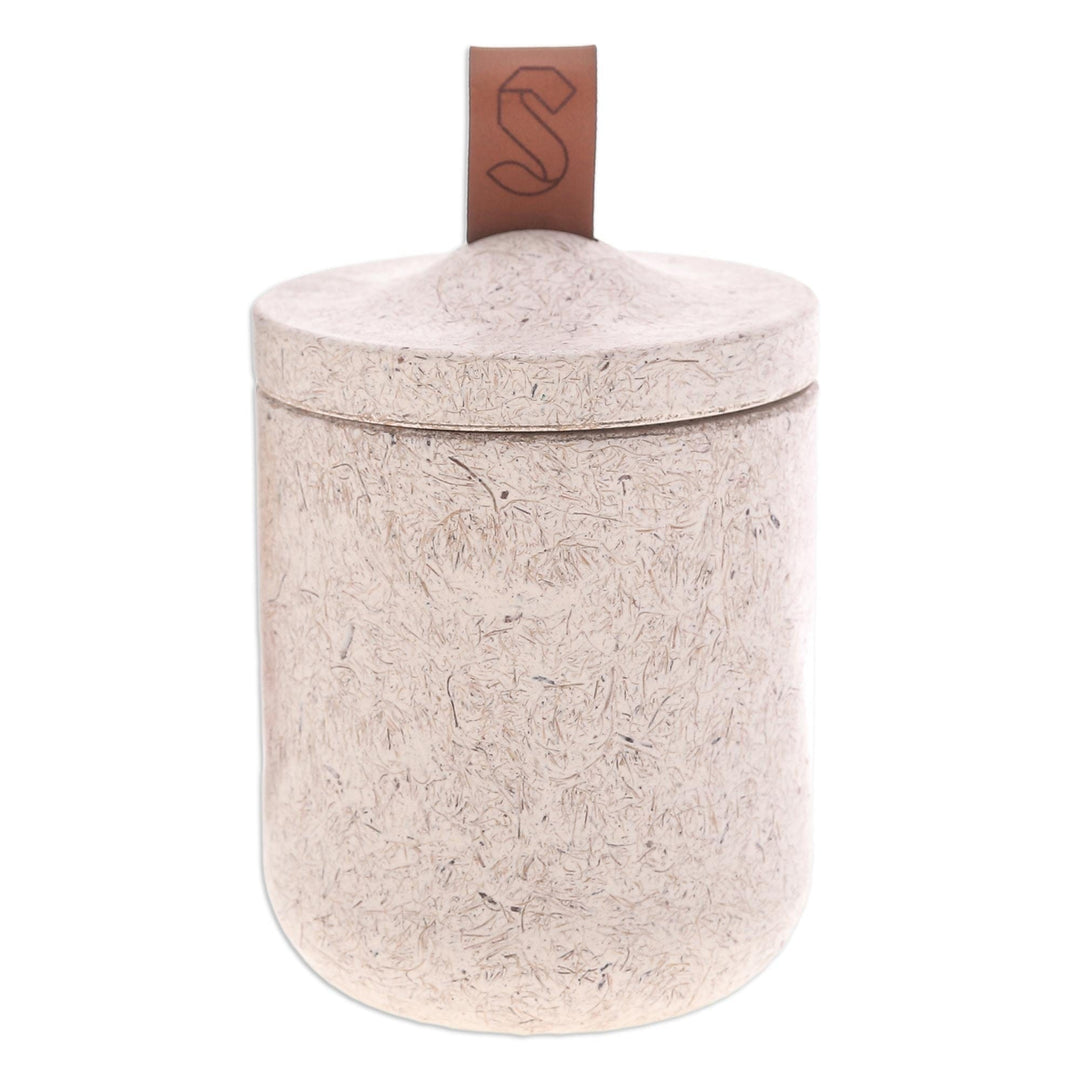 Ivory Jar Made from Bio-Composite with Recycled Coconut Coir - Tagine in Off-White