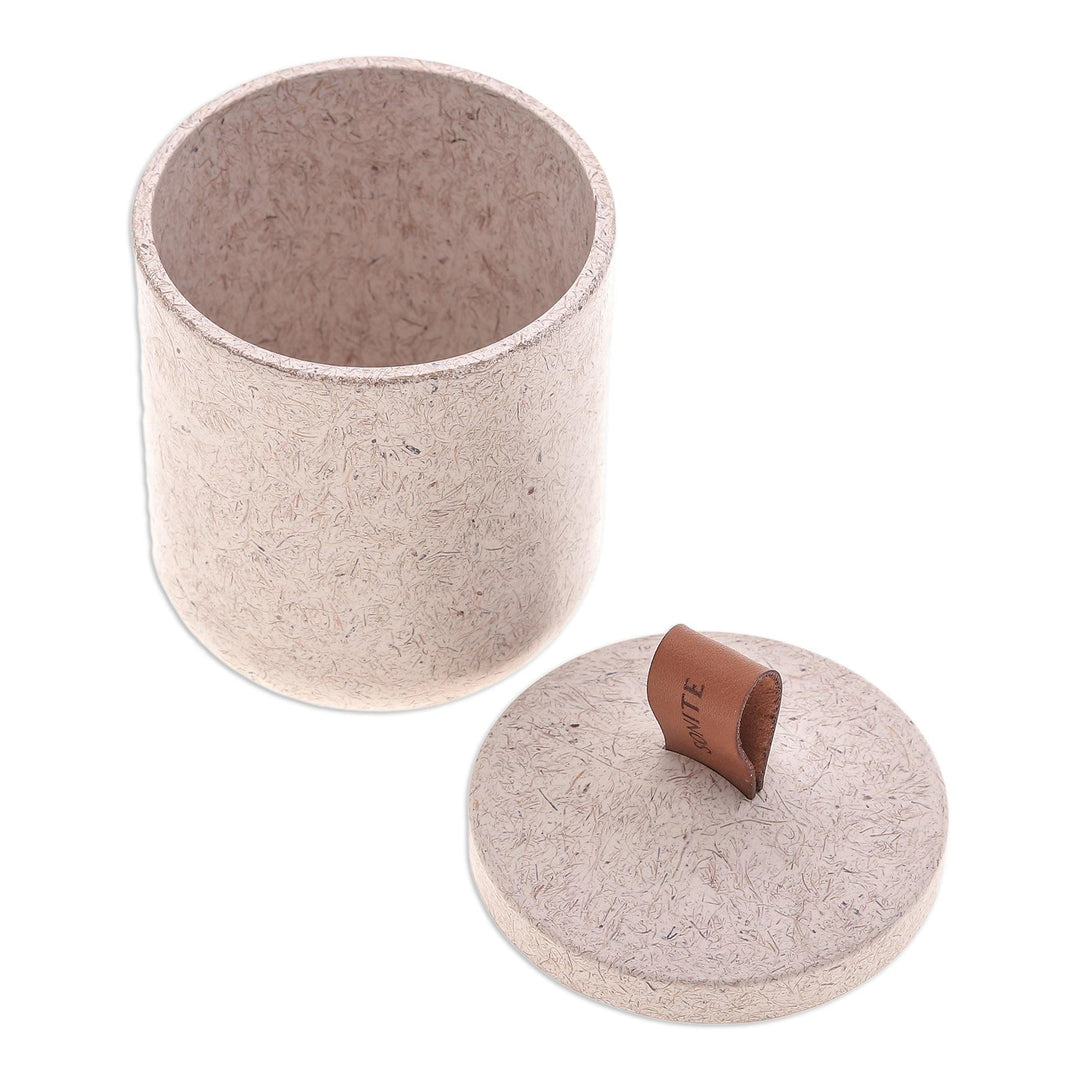 Ivory Jar Made from Bio-Composite with Recycled Coconut Coir - Tagine in Off-White