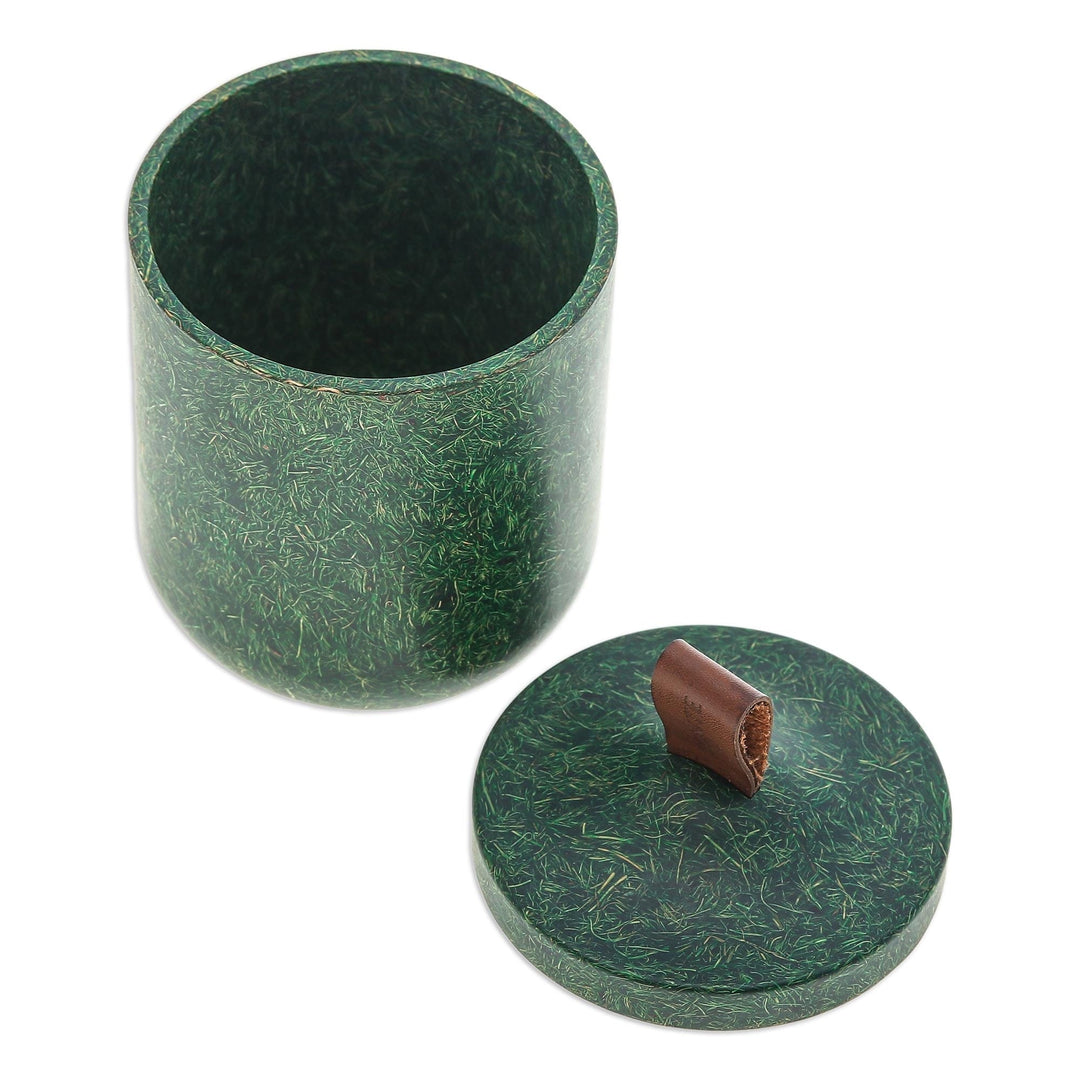Green Jar Made from Bio-Composite with Recycled Coconut Coir - Tagine in Bottle Green