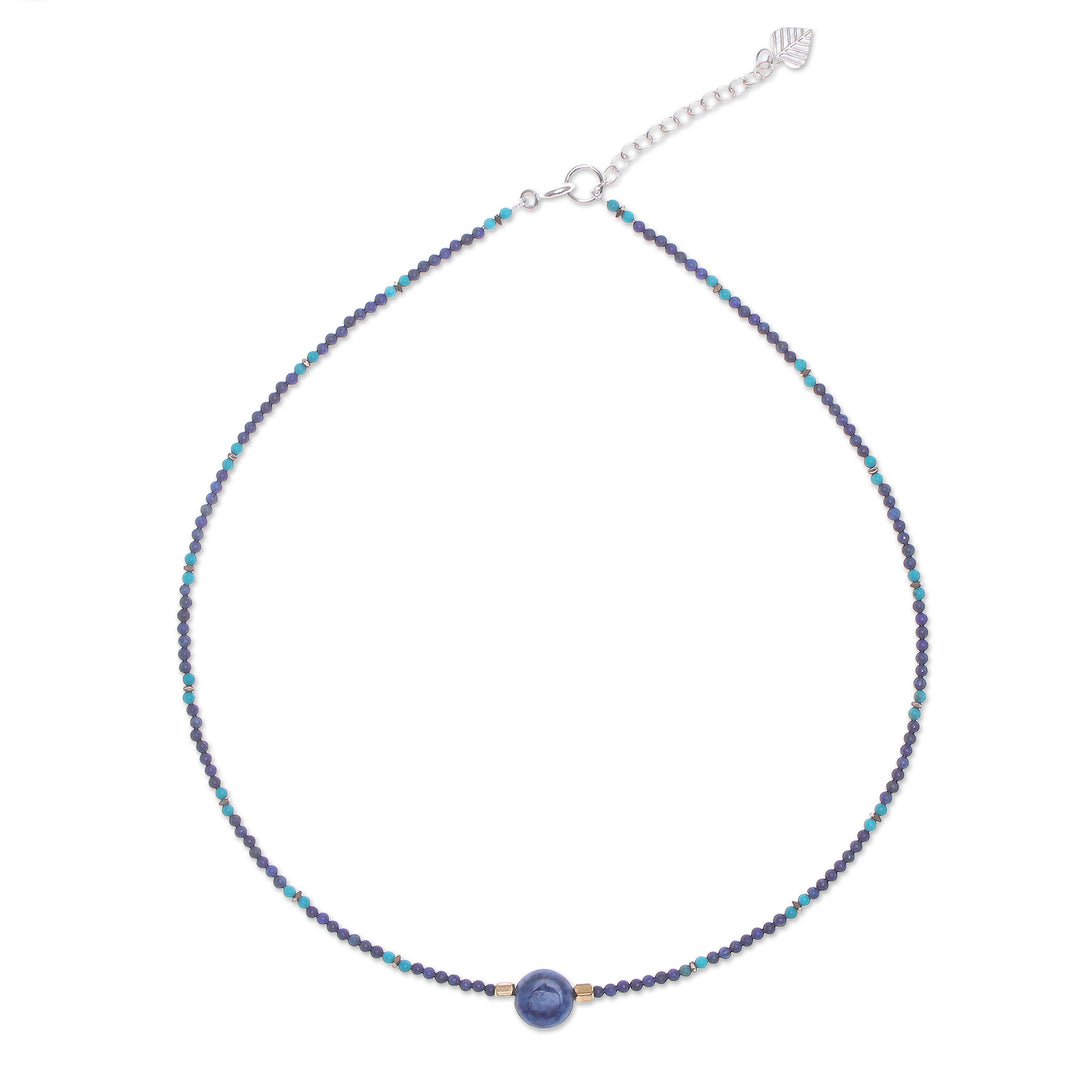 Lapis Lazuli Howlite Beaded Pendant Necklace - Star of Midnight