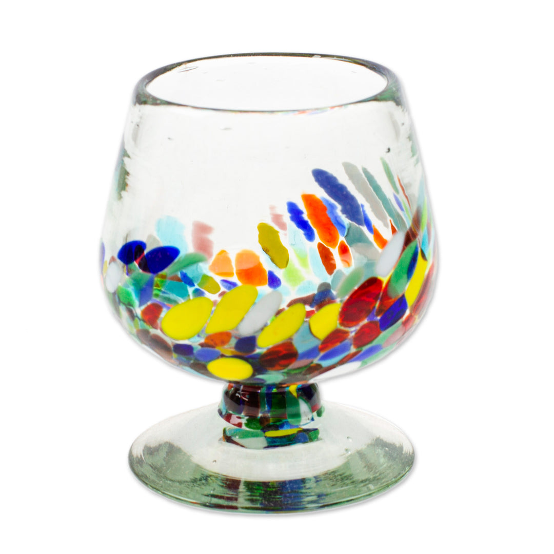 Set of 4 Colorful Handblown Glass Goblets from Mexico - Confetti Soirée