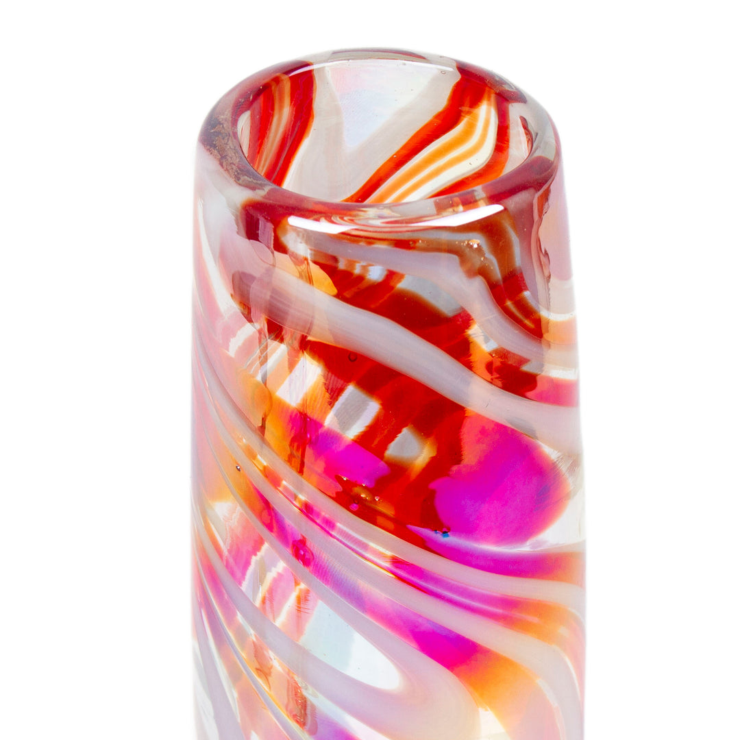 Set of 4 Eco-Friendly Red Handblown Champagne Flutes - Glamour Enchantment