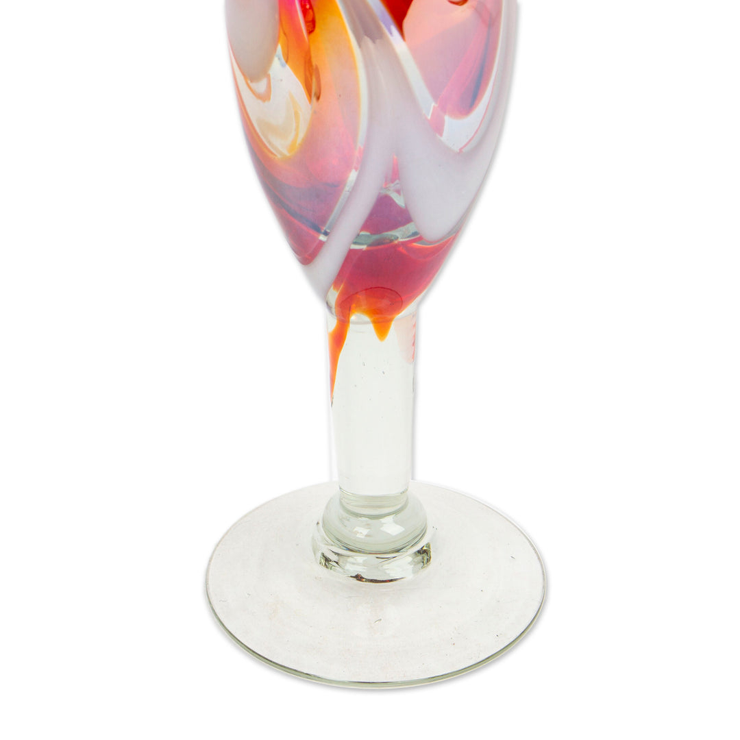 Set of 4 Eco-Friendly Red Handblown Champagne Flutes - Glamour Enchantment
